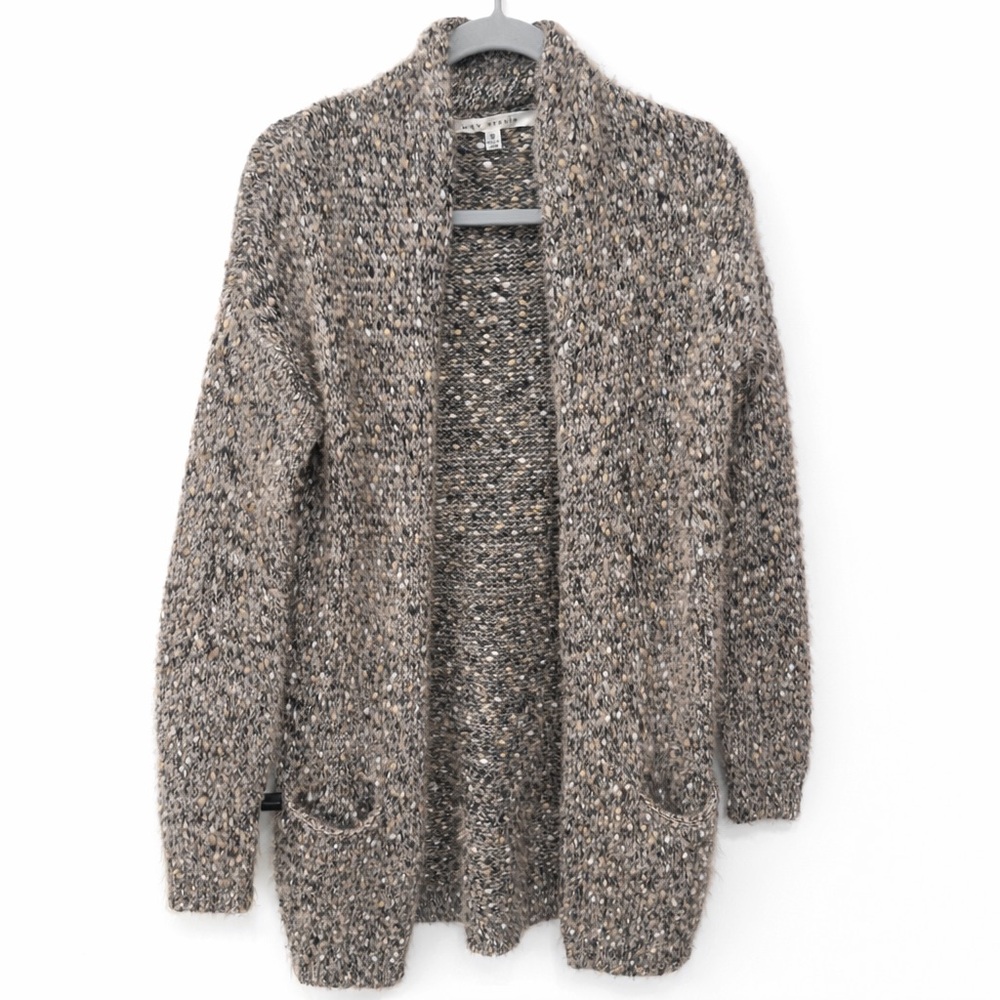 Max Studio medium Speckled Gray/Gold Women's fuzzy Cardigan